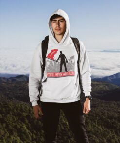 pullover hoodie of a man hiking a mountain 30498 1 Mikina Liverpool Klopp biela