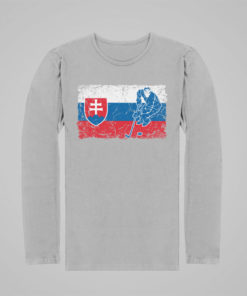 Tričko HOKEJOVÁ VLAJKA SLOVENSKO dlhý rukáv šedé