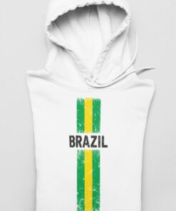 Mikina Brazília S Vlajkou biela s kapucňou