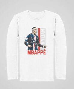 Tričko s dlhým rukávom Mbappe PSG - biele